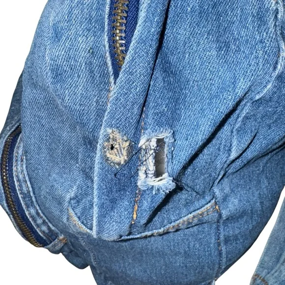 Vintage Rugged Exposure Denim Backpack Blue Jean 90s Y2K Bag - Picture 5 of 12